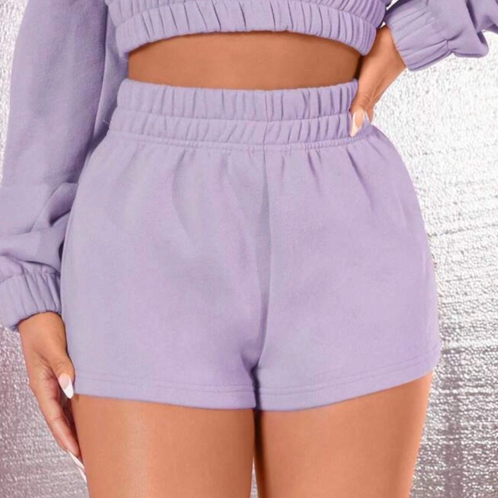 Fleece Lounge Shorts | Soft Cozy Fit | Lavender M
